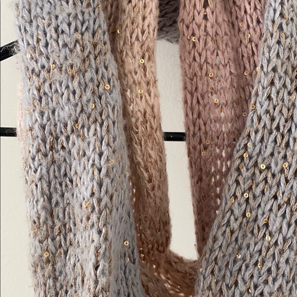 Anthropologie Madison 88 sequined Infinity Scarf Blue/ Pink - Picture 4 of 11